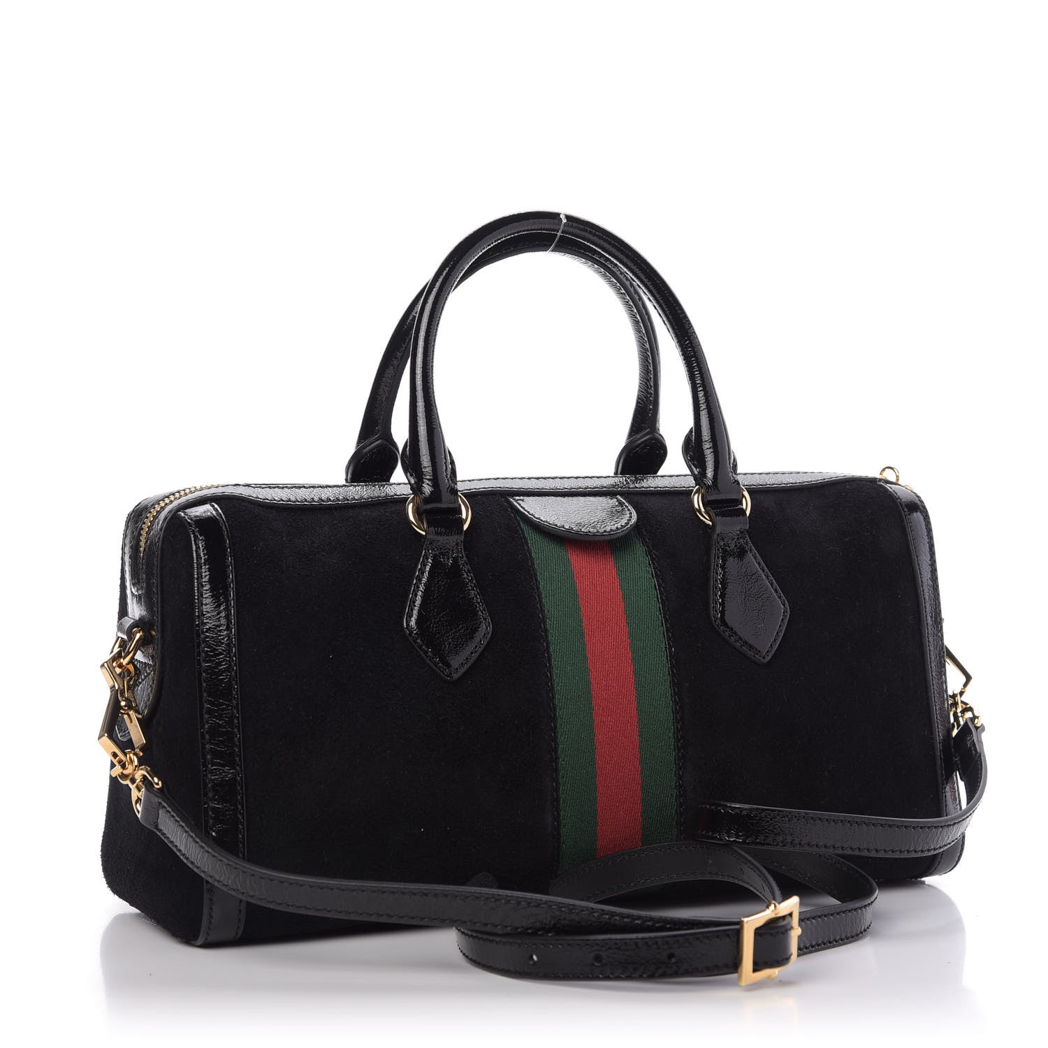 Gucci Suede Patent GG Web Medium Ophidia Boston Black 4 of 10