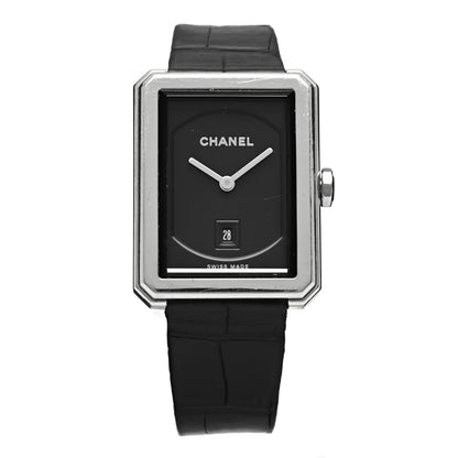 Chanel Stainless Steel Alligator 26mm Boy-Friend Quartz Watch Black 1 of 4