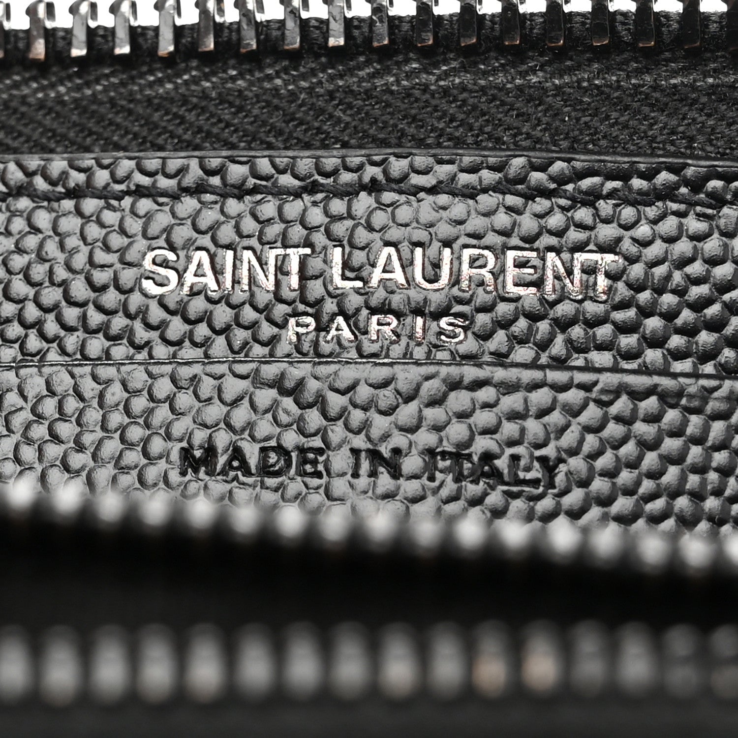 Saint Laurent Grain De Poudre Matelasse Chevron Monogram Monochrome Zip Around Wallet Black 8 of 8