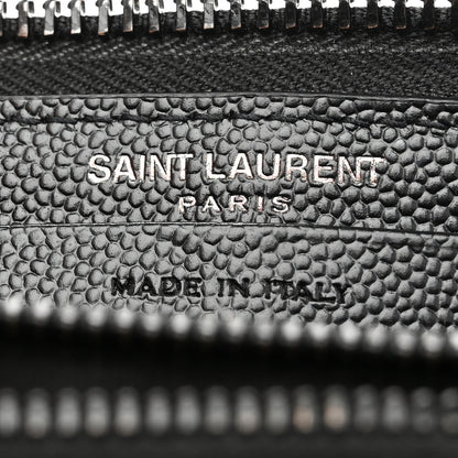 Saint Laurent Grain De Poudre Matelasse Chevron Monogram Monochrome Zip Around Wallet Black 8 of 8
