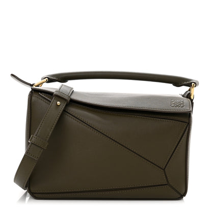Loewe Calfskin Small Puzzle Bag Dark Khaki Green 1 of 10