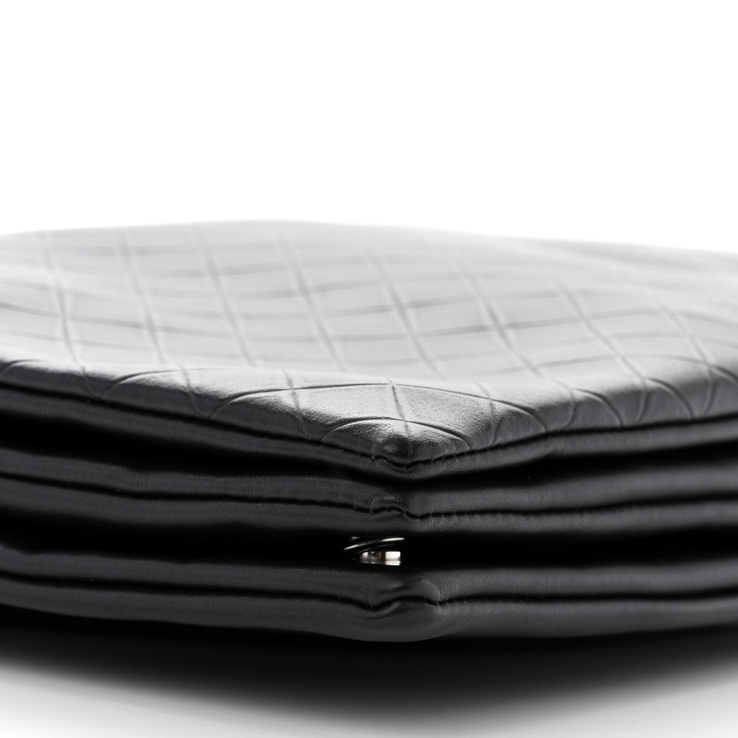 Intrecciato Embossed Triple Zip Messenger Bag Black