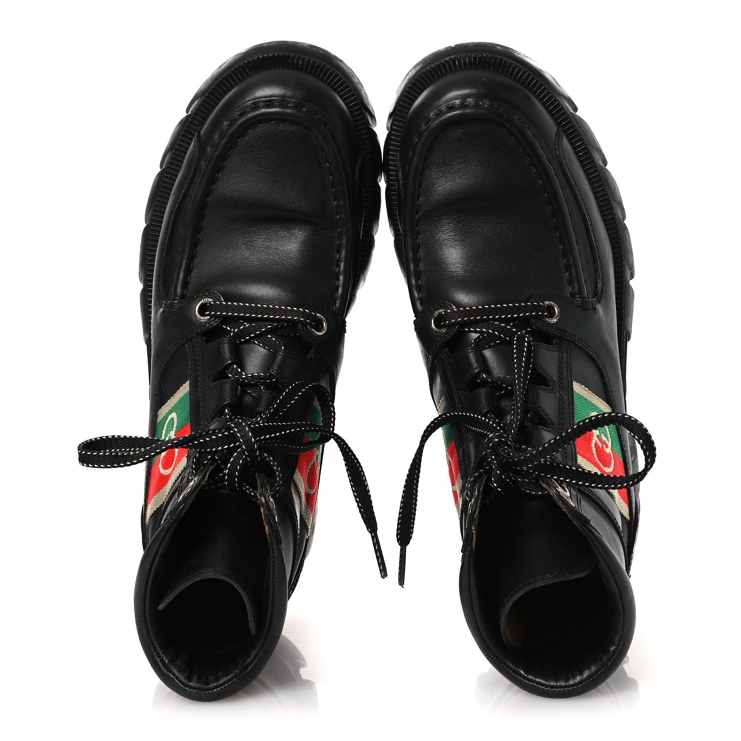 Gucci Quebec Calfskin Web Womens Interlocking G Lace Up Combat Boots 38 Black Mystic White Green Red 1861132 FASHIONPHILE Gucci Quebec Calfskin Web Womens Interlocking G Lace Up Combat Boots 38 Black Mystic White Green Red 1861132 FASHIONPHILE