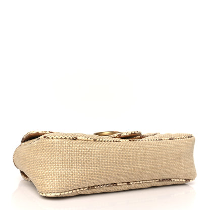Gucci Raffia Elaphe Matelasse Small GG Marmont Shoulder Bag Natural Cream Brown 4 of 9