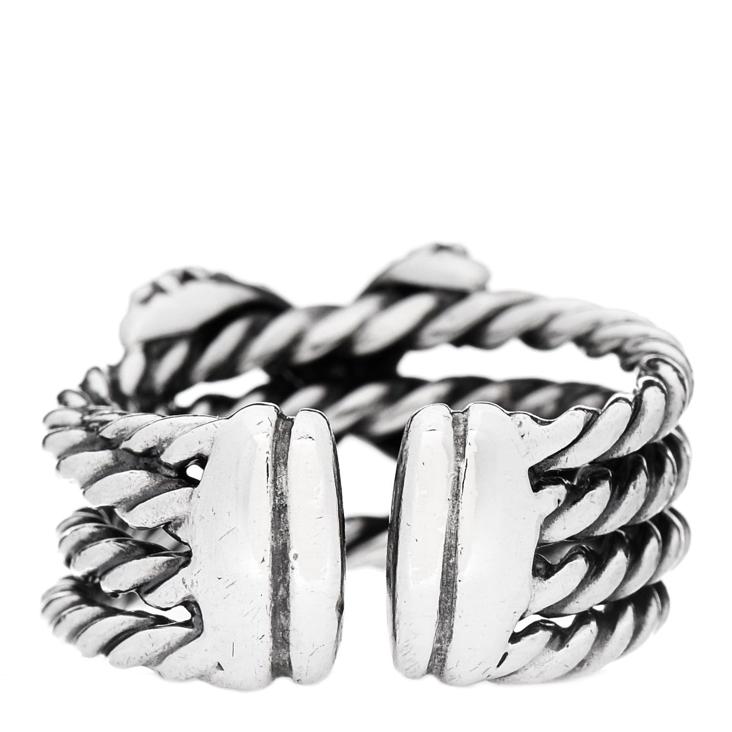 David Yurman Sterling Silver Diamond 10mm X Crossover Ring 50 5.25 2 of 4