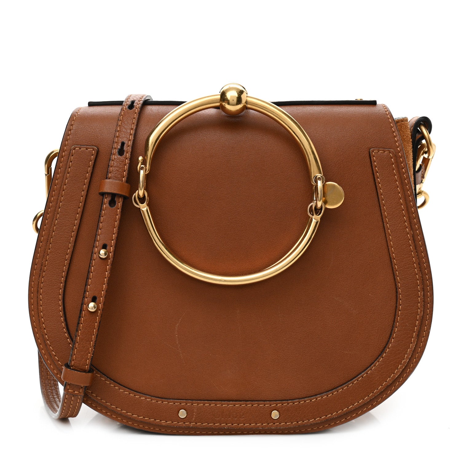 Chloe Calfskin Suede Medium Nile Bracelet Bag Caramel 1 of 15