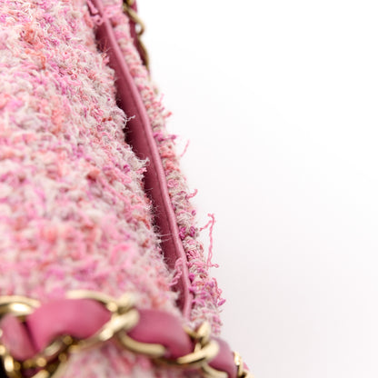 Chanel Tweed Quilted Mini Rectangular Flap Pink Orange White 14 of 15