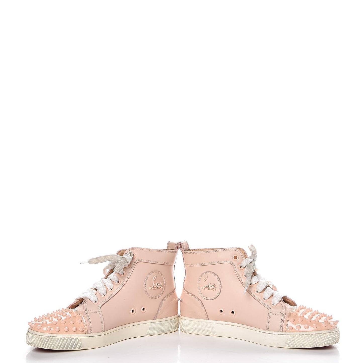 Patent Calfskin Lou Spikes Flat Sneakers 38 Poudre