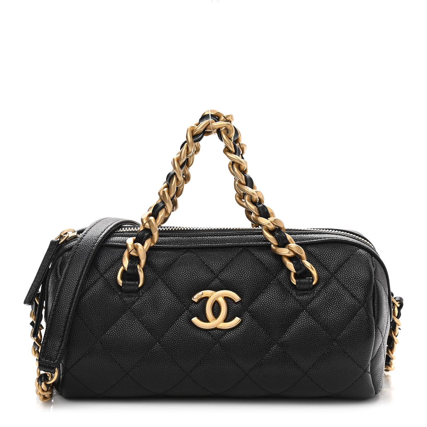 Caviar Quilted Small Fashion Therapy Bowling Bag Black