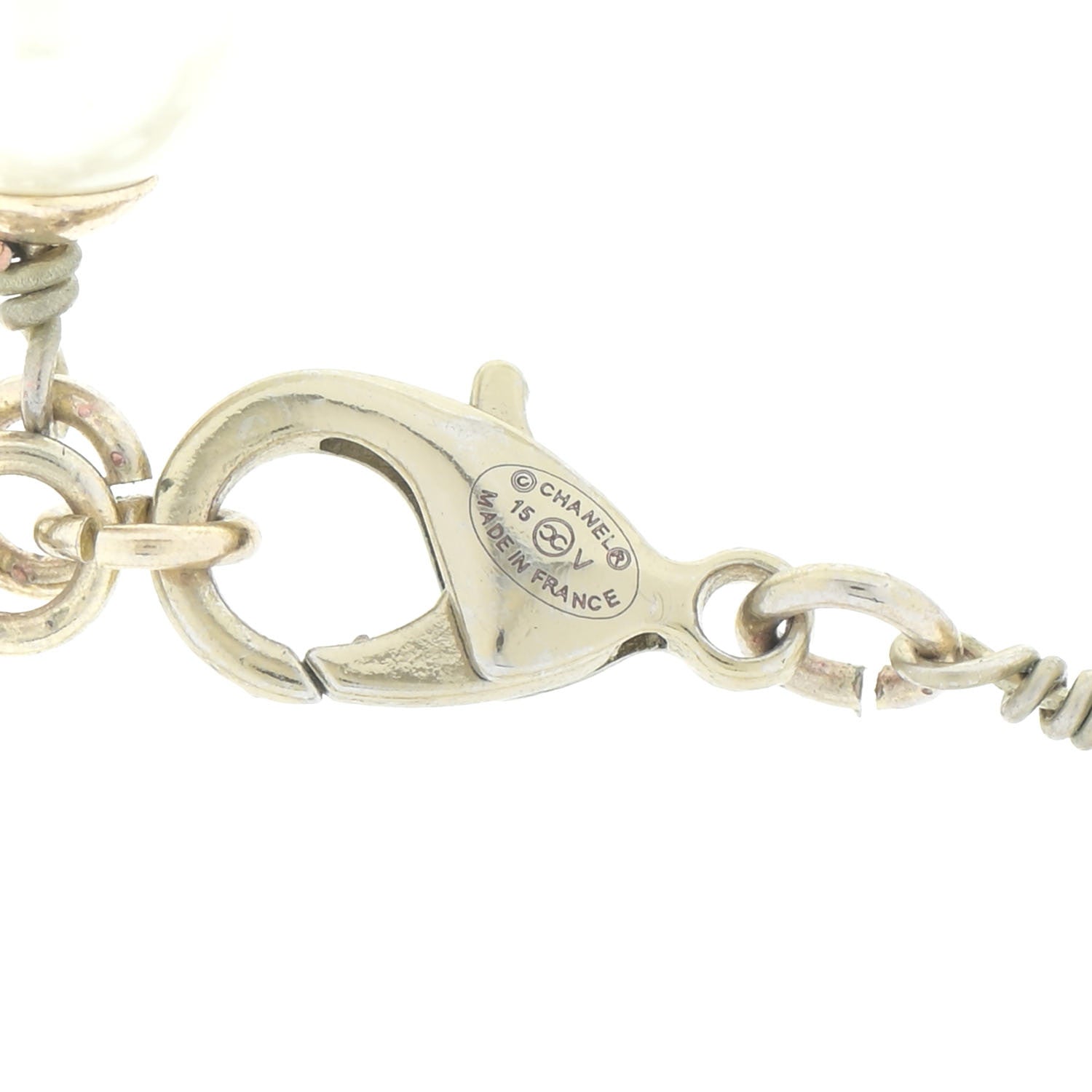 Chanel Graduated Pearl Crystal CC Long Necklace Silver 6 of 6
