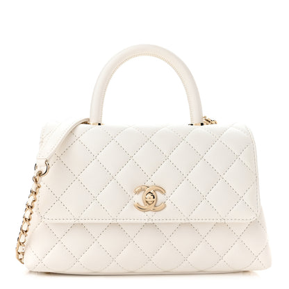 Chanel Caviar Quilted Mini Coco Handle Flap White 1 of 10