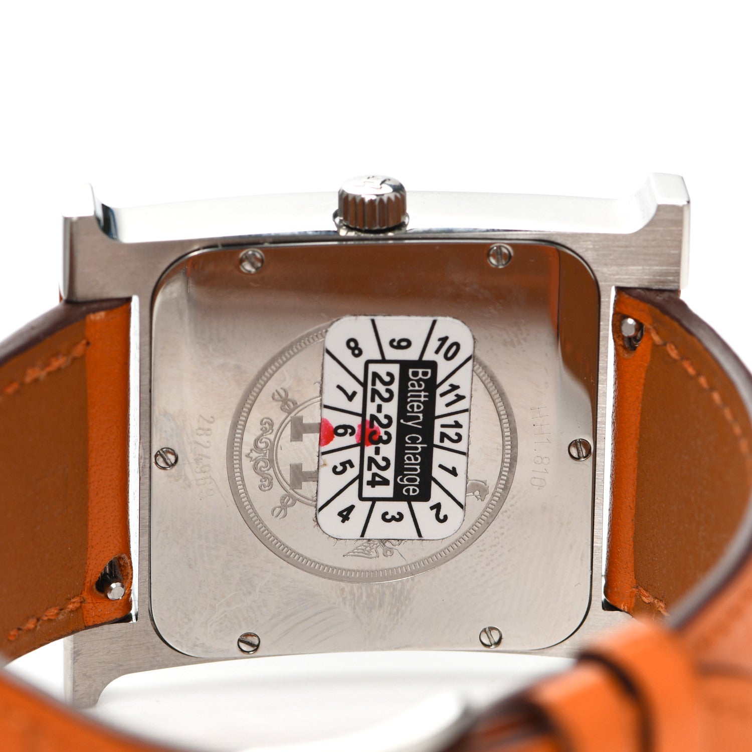 Hermes Stainless Steel Swift 30.5mm Heure H Hour Quartz Watch Orange 4 of 6