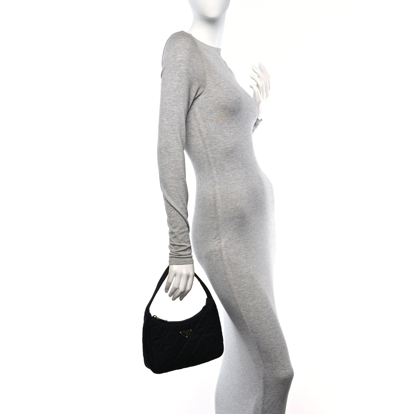 Tessuto Nylon Stitched Shoulder Bag Black