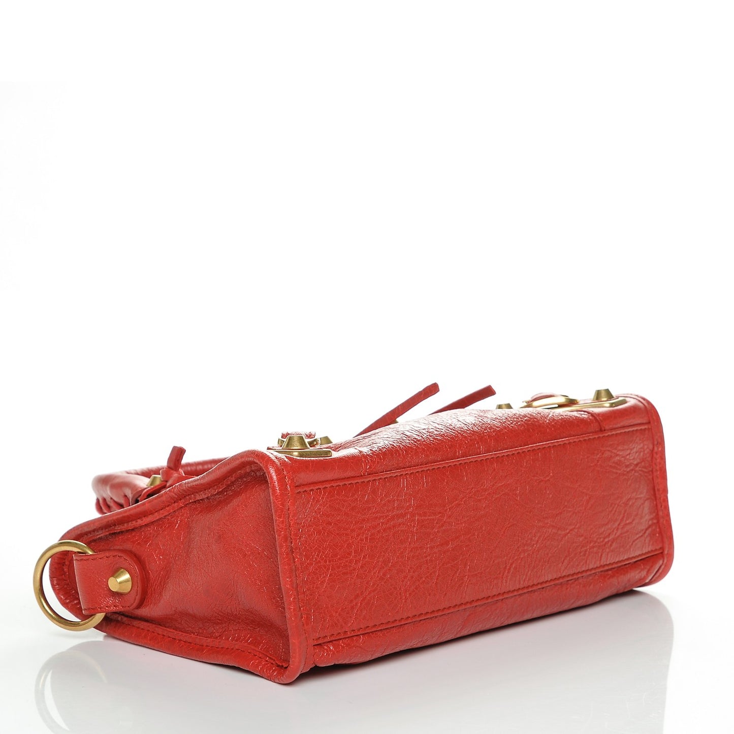 Agneau Gold Metallic Edge Hardware Mini City Rouge Rubis