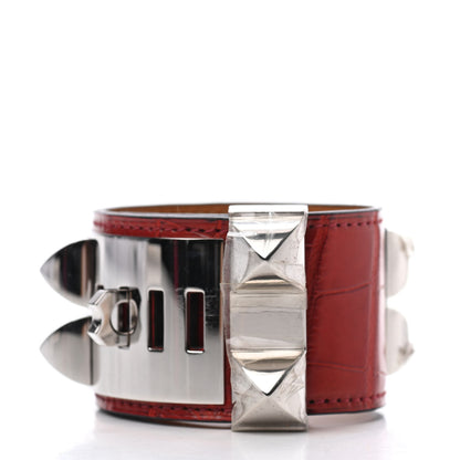 Hermes Matte Alligator Collier De Chien CDC Bracelet S Rouge H 2 of 4
