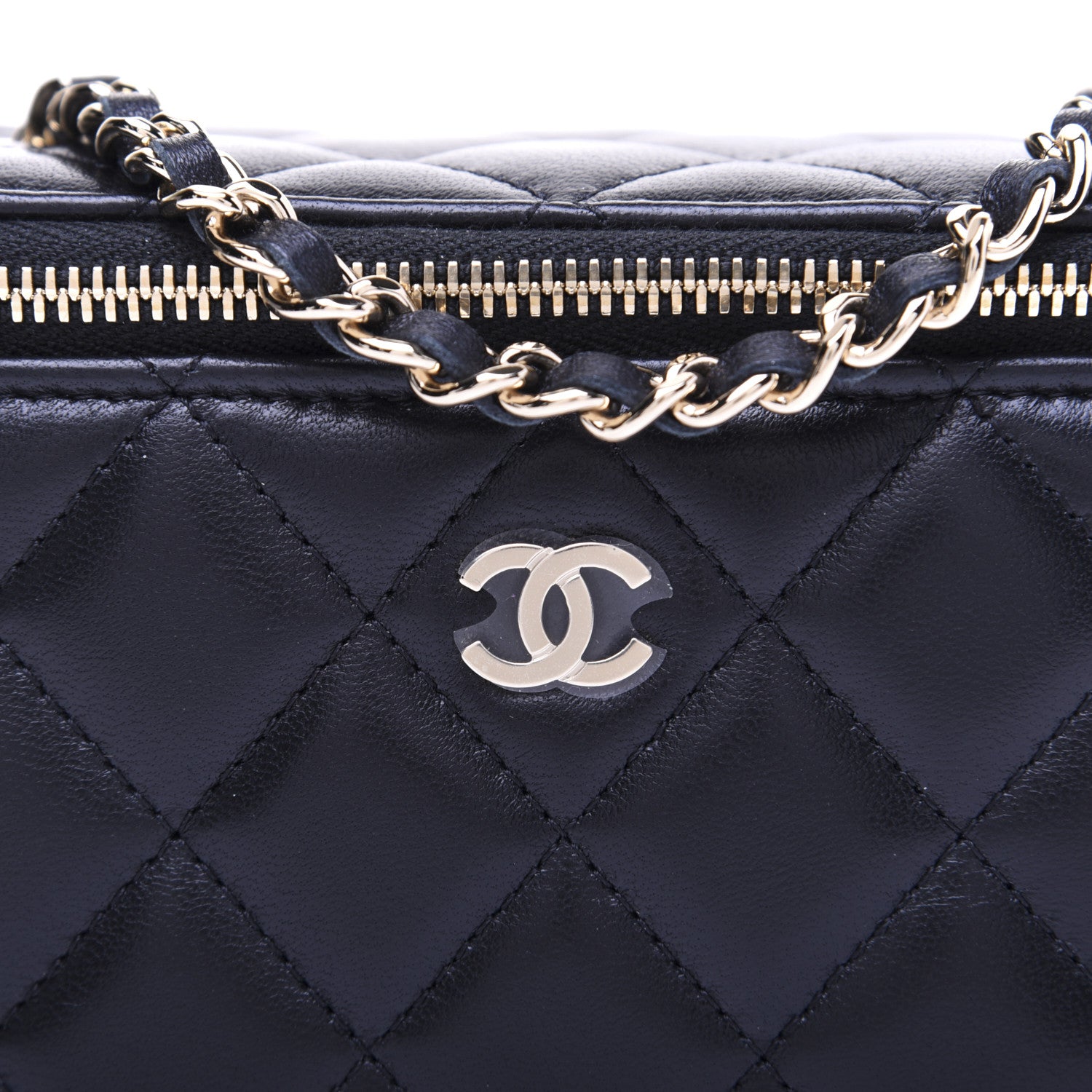 Chanel Lambskin Quilted Small Vanity Case With Chain Black 11 of 15