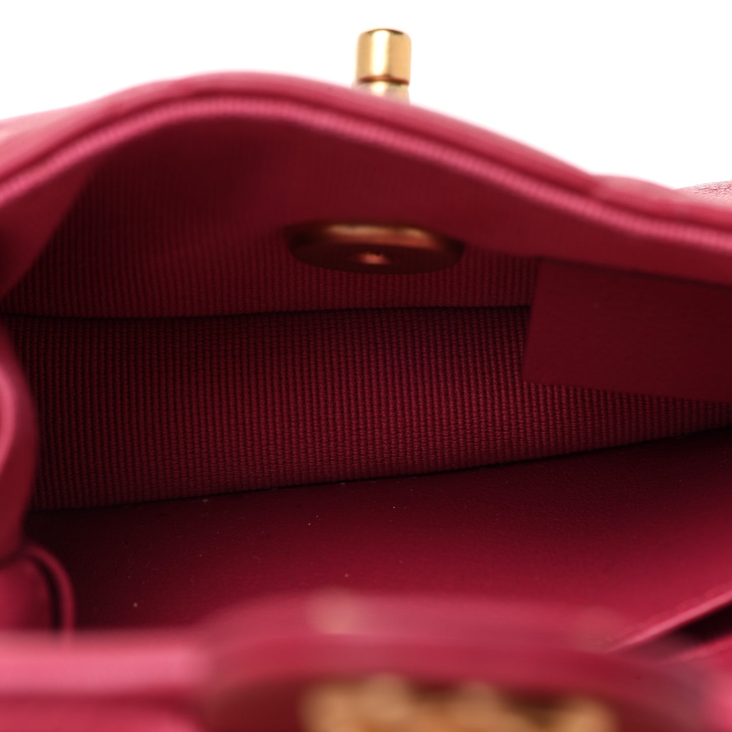 Calfskin Quilted Lady Handle Flap Card Holder With Chain Dark Pink