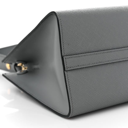 Prada Saffiano Cuir Calfskin Small Monochrome Top Handle Tote Ardesia 7 of 9