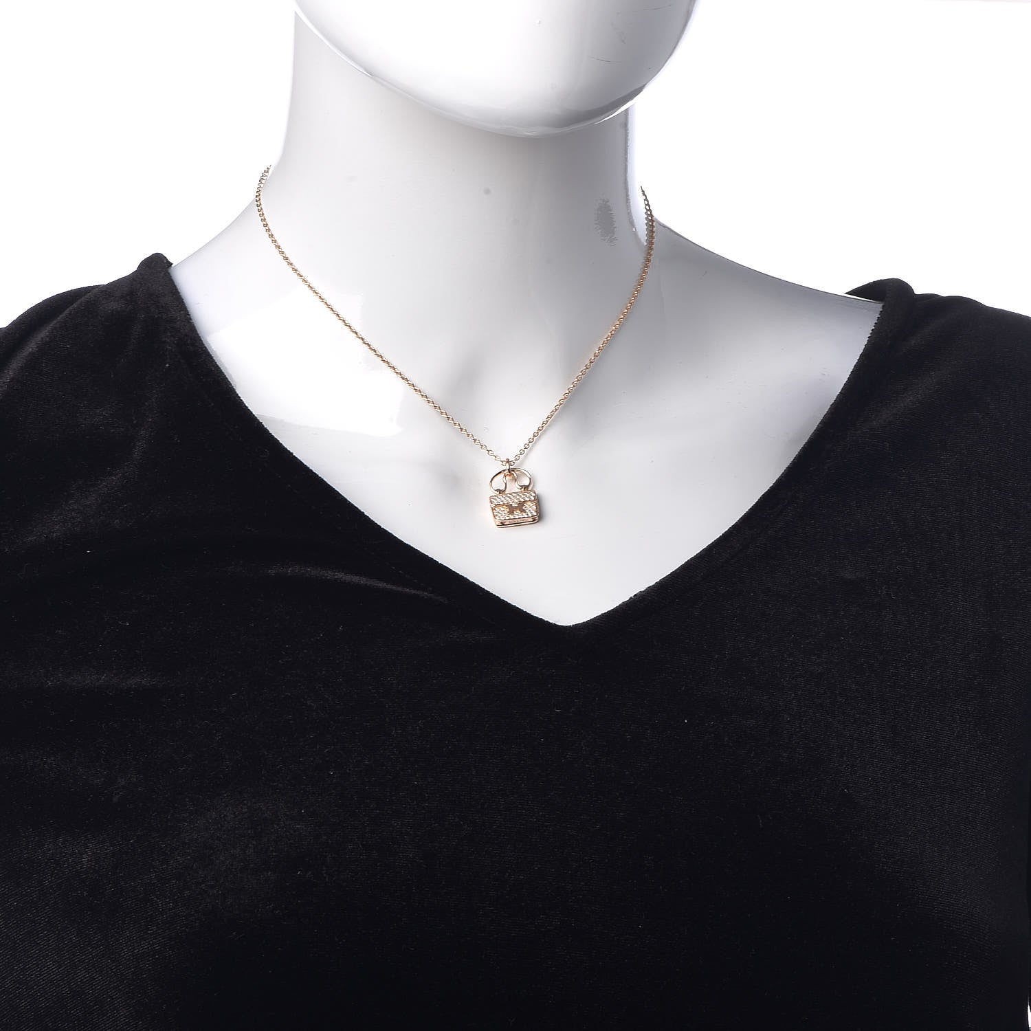 Hermes 18K Rose Gold Diamond Constance Amulette Pendant Necklace 2 of 5
