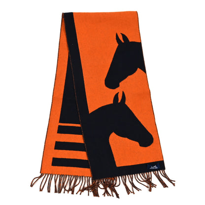 Hermes Cashmere Casaque Love Story Muffler Marine Orange 2 of 4