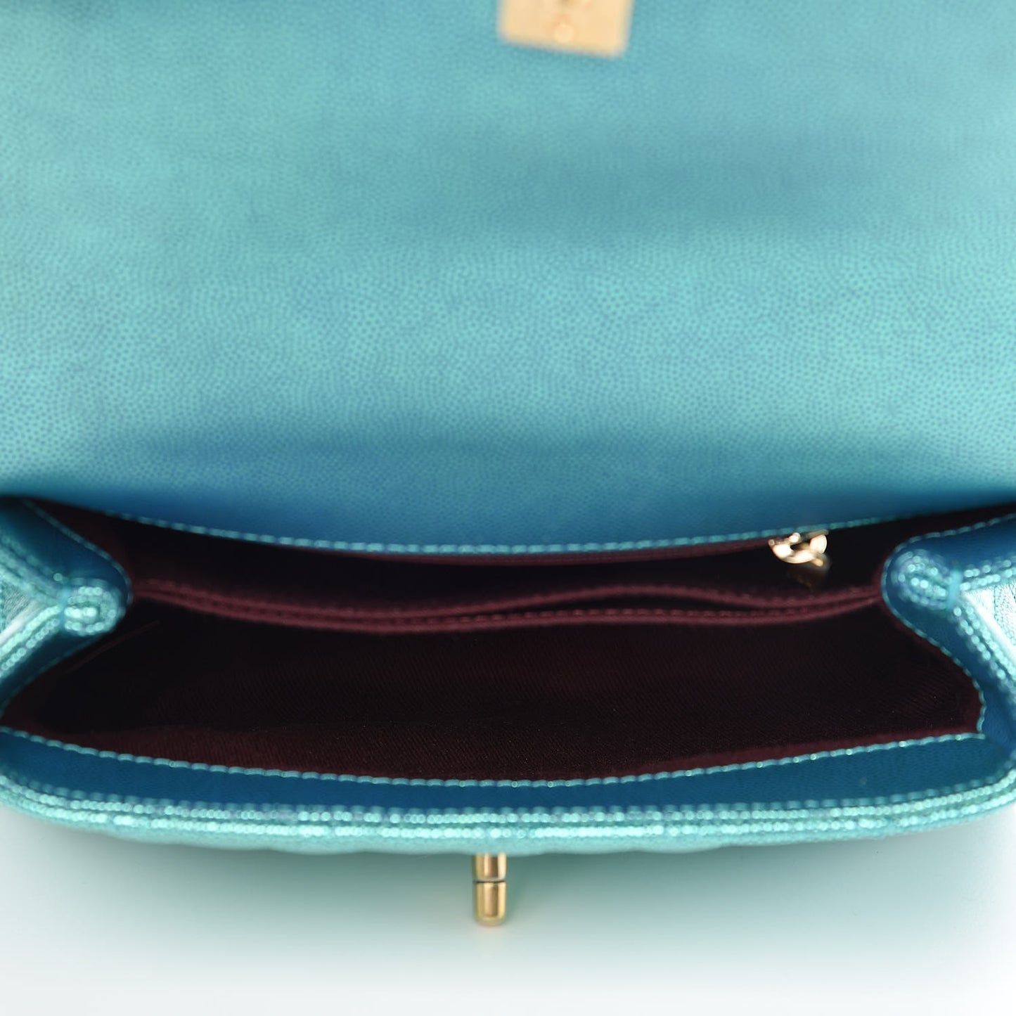 Metallic Caviar Quilted Mini Coco Handle Flap Blue