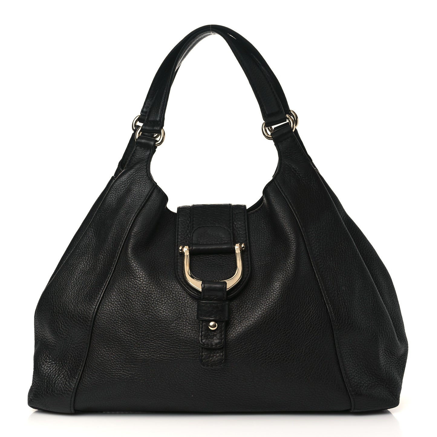 Pebbled Calfskin Medium Greenwich Shoulder Bag Black