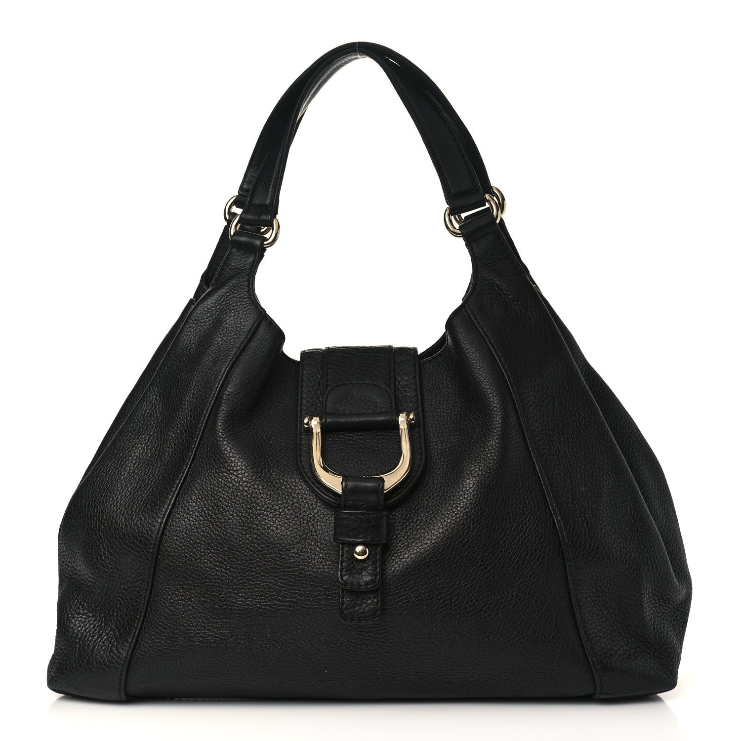Gucci Pebbled Calfskin Medium Greenwich Shoulder Bag Black 1 of 9