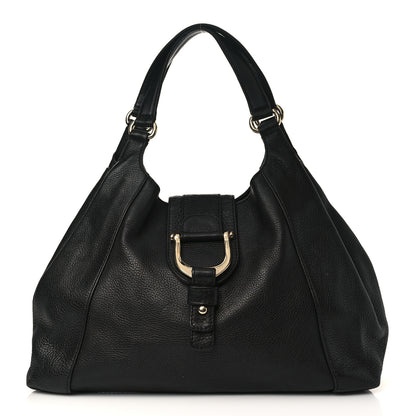 Gucci Pebbled Calfskin Medium Greenwich Shoulder Bag Black 1 of 9