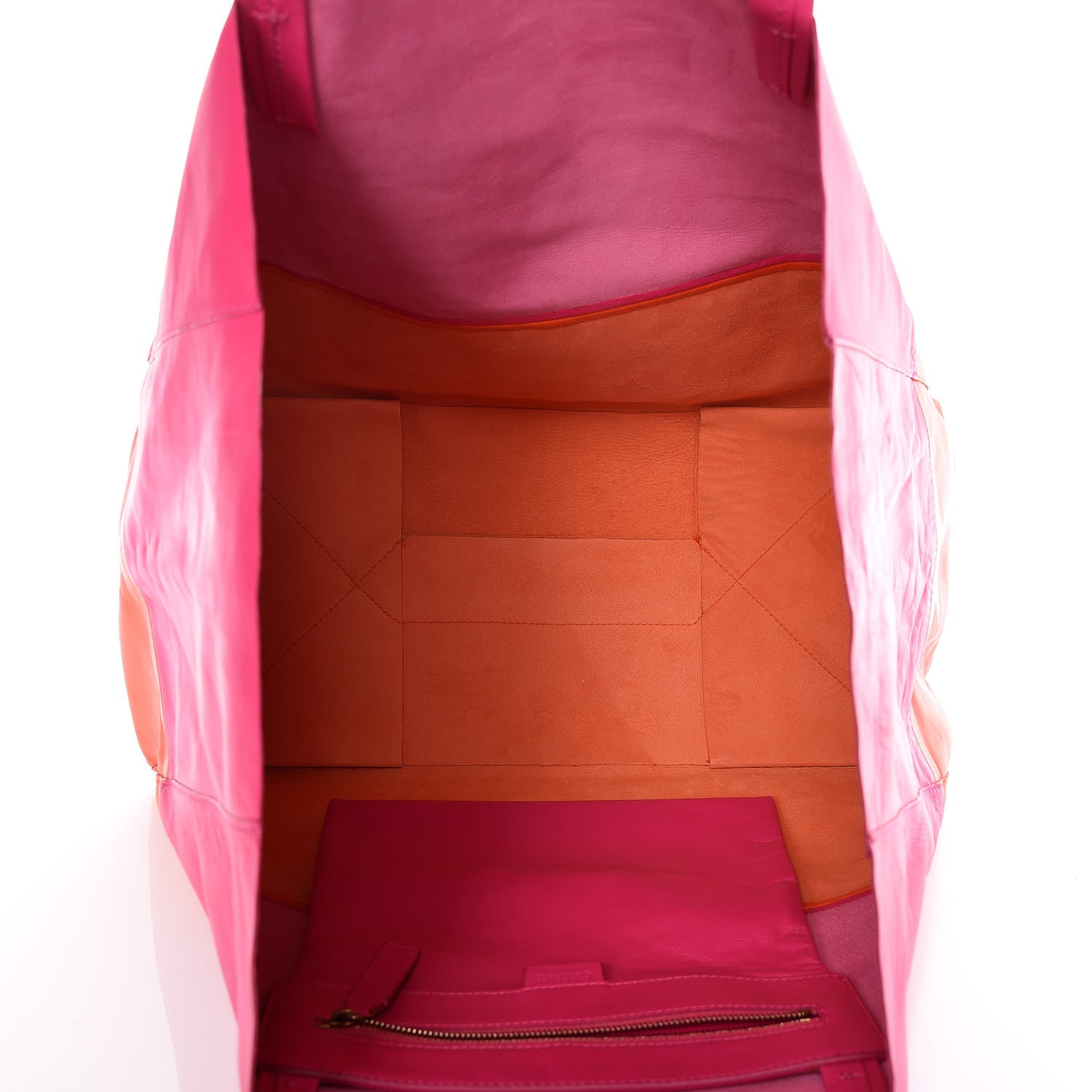 Celine Lambskin Horizontal Bi-Color Cabas Fluo Pink Fluo Orange 7 of 10