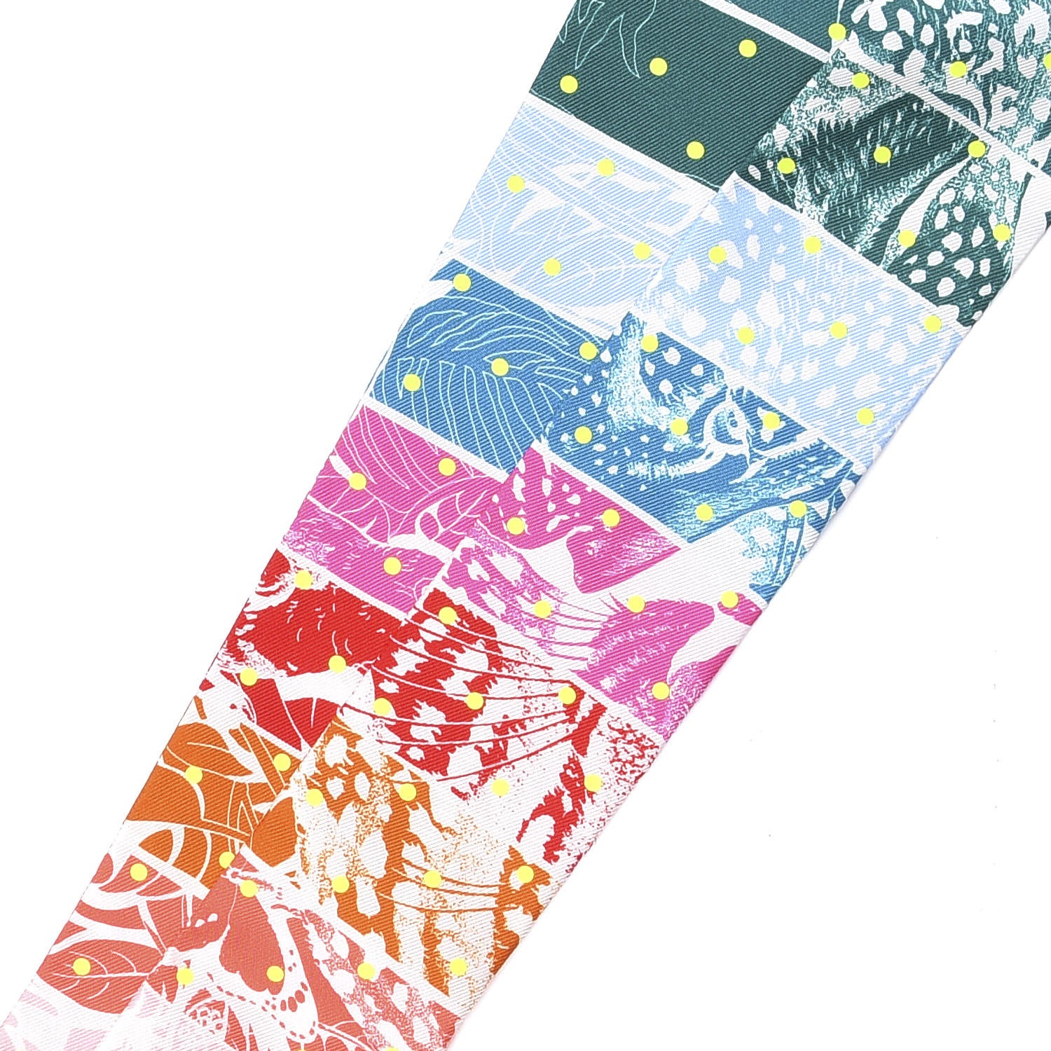 Hermes Silk Jungle Love Rainbow Twilly Vert Rose Jaune Fluo 3 of 4