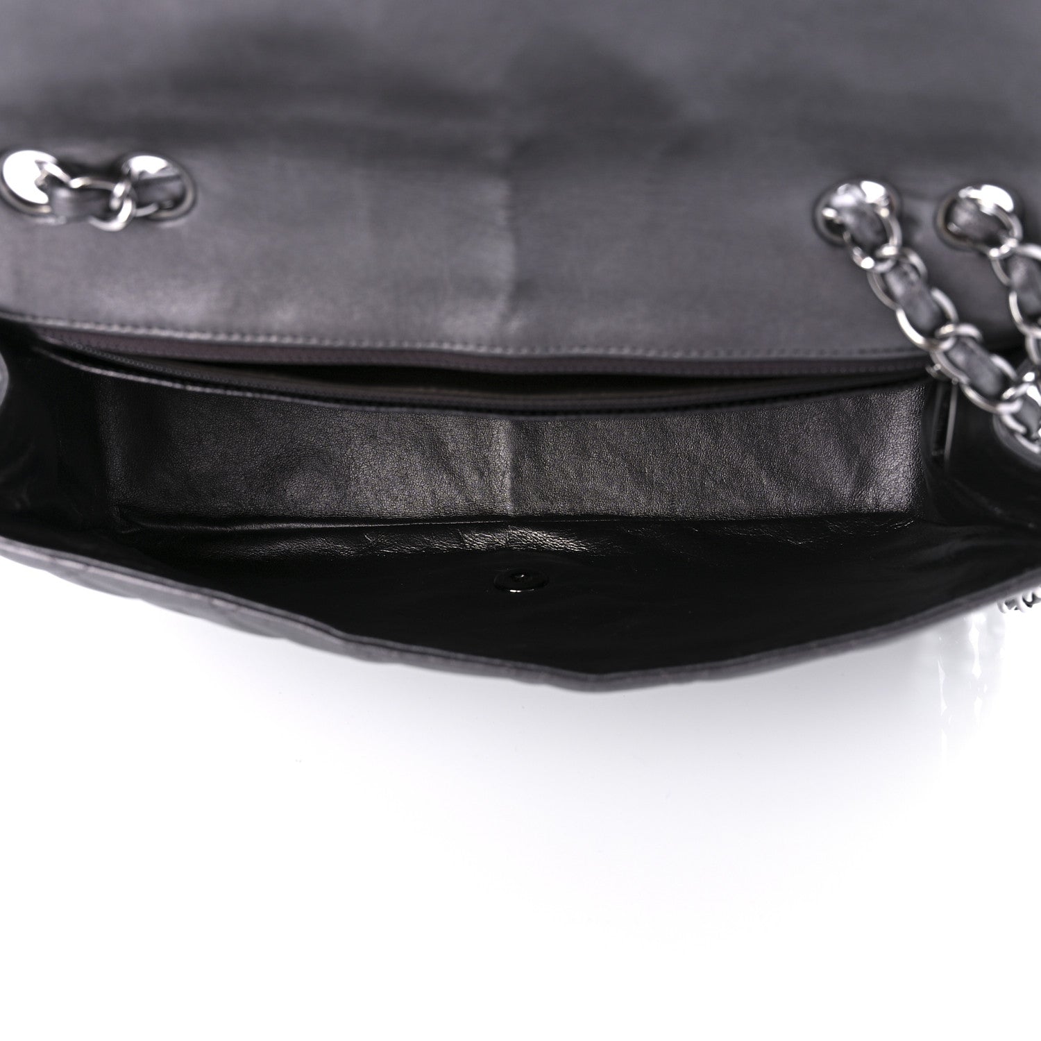 Chanel Metallic Lambskin Quilted Jumbo Single Flap Dark Grey 5 of 10