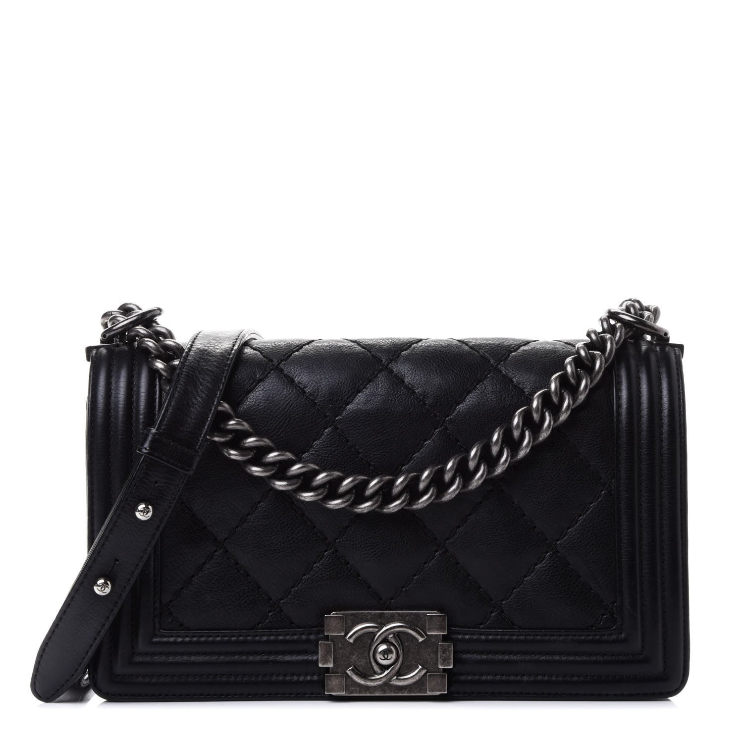 Chanel Calfskin Double Stitch Medium Boy Flap Black 1 of 4