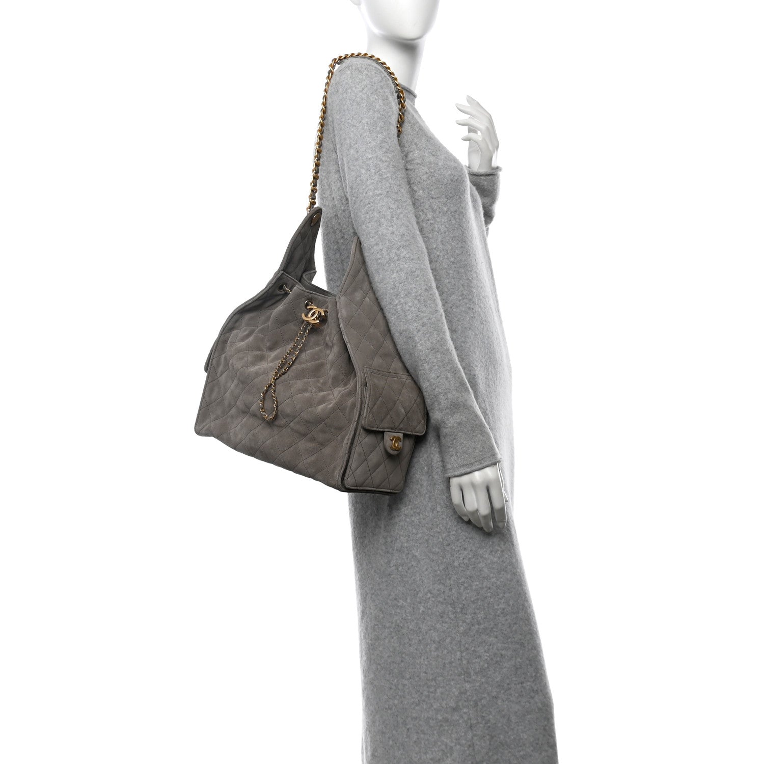 Chanel Suede Quilted Medium Chanel 25 Handbag Grey 2 of 11