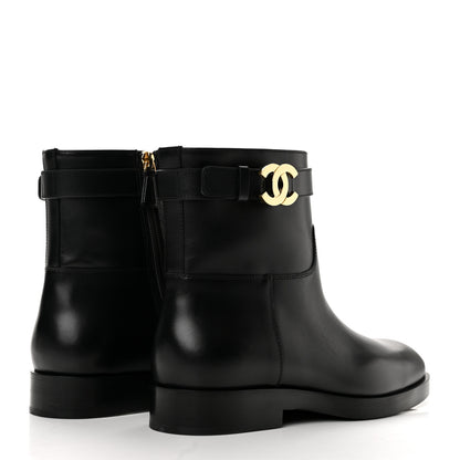 Chanel Calfskin CC Buckle Ankle Boots 41 Black 5 of 10