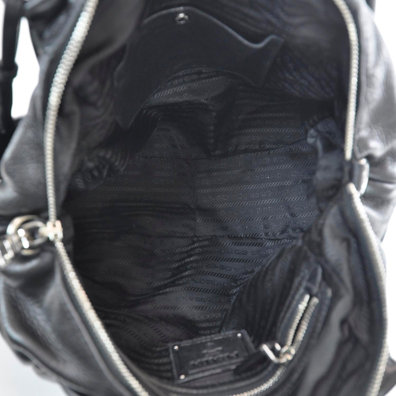 Prada Cervo Deerskin Shoulder Bag Black 8 of 11