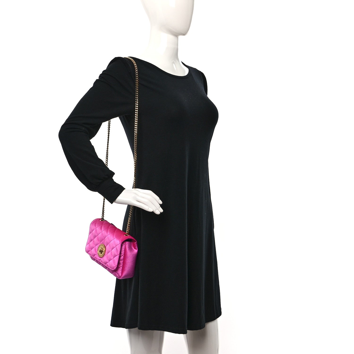 Versace Velvet Quilted Medusa Chain Crossbody Pink 2 of 8
