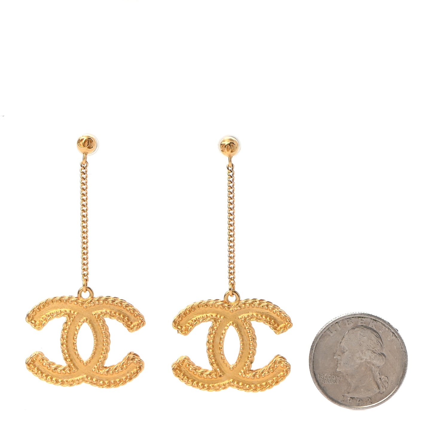 CC Drop Earrings Matte Gold