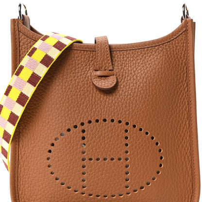 Hermes Taurillon Clemence Maxi Quadrille Evelyne TPM Gold Citron Rouge H Mauve Sylvestre 8 of 10