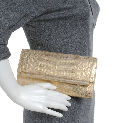 Nancy Gonzalez Metallic Crocodile Bar Clutch Gold 2 of 8
