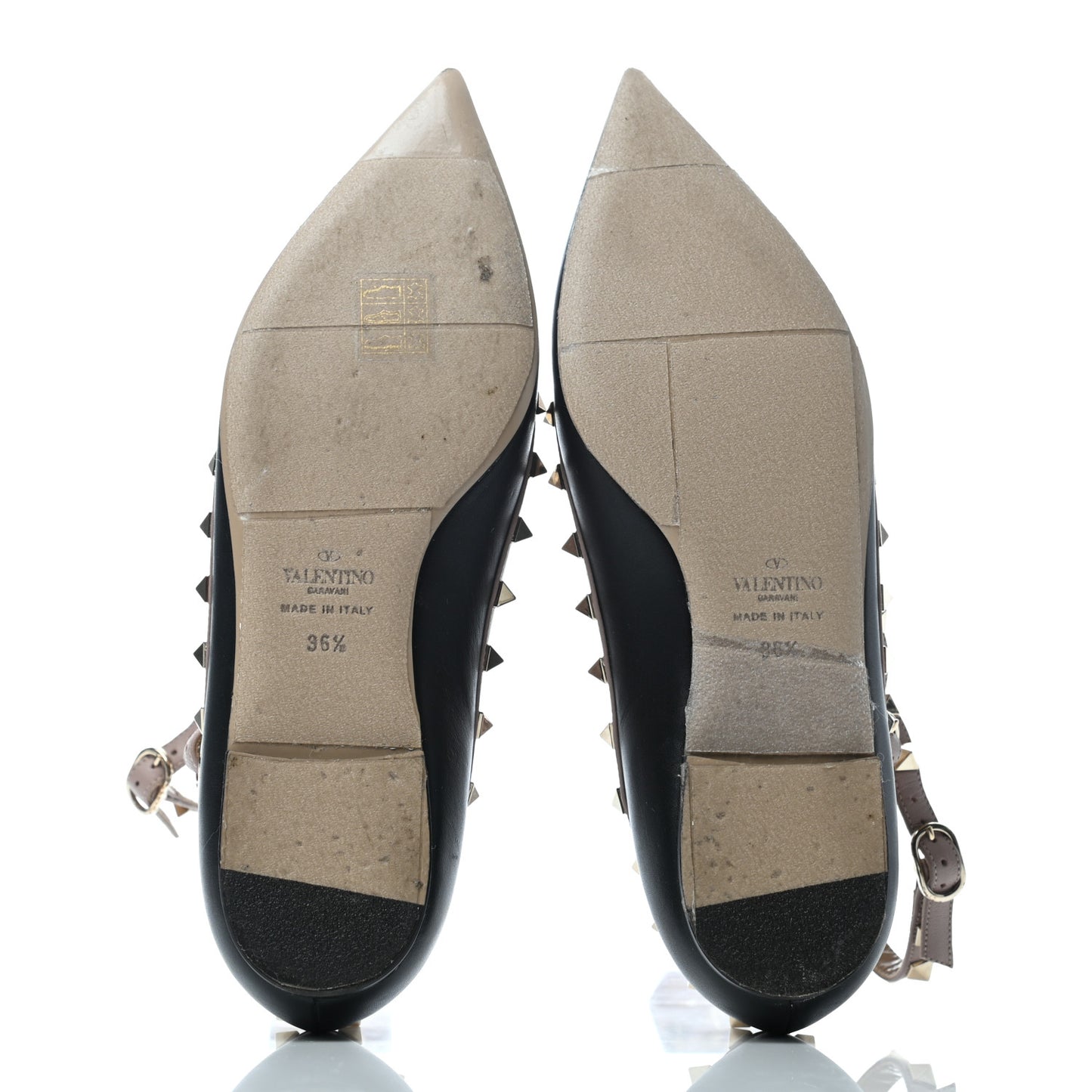 Nappa Rockstud Cage Ballerina Flats 36.5 Black Poudre