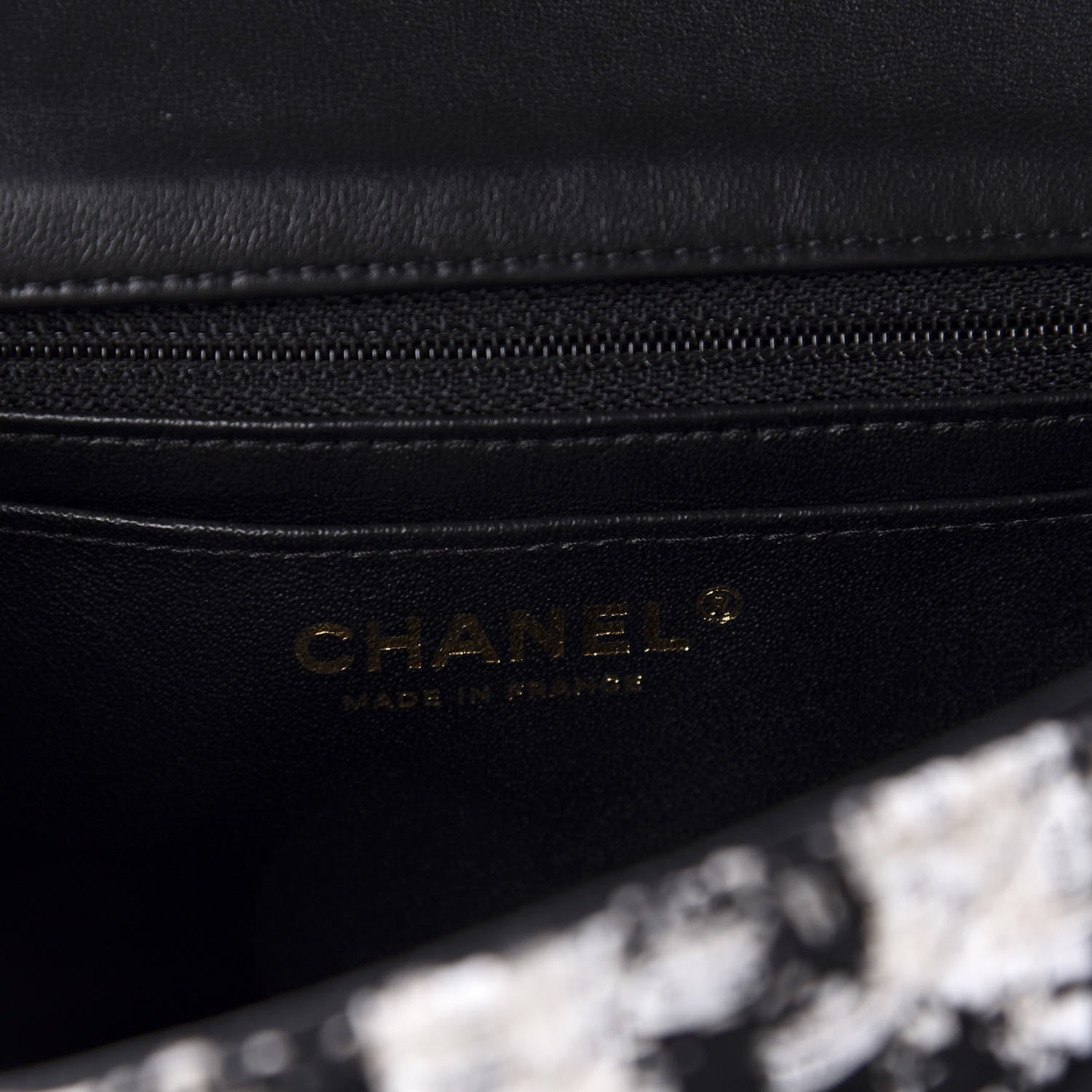Chanel Tweed Quilted Mini Rectangular Flap Black Ecru White 8 of 11