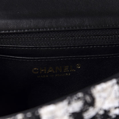 Chanel Tweed Quilted Mini Rectangular Flap Black Ecru White 8 of 11