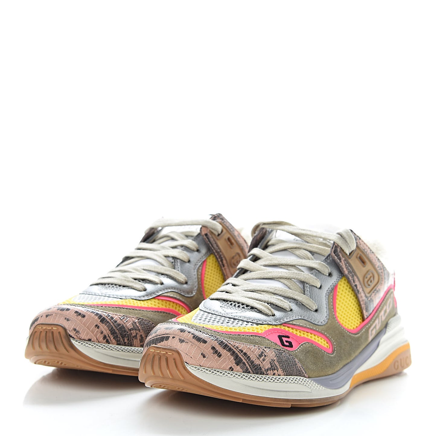 Suede Calfskin Tejus Printed Womens Ultrapace Sneakers 40 Pink Silver Oatmeal Yolk