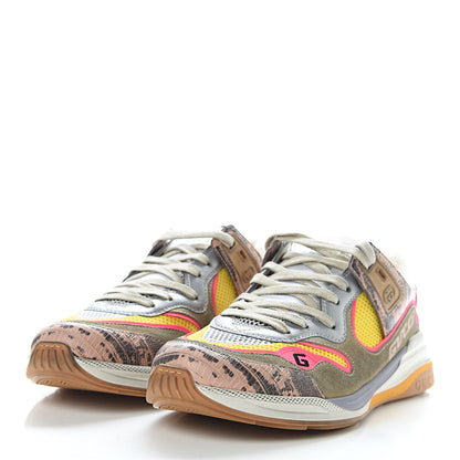 Gucci Suede Calfskin Tejus Printed Womens Ultrapace Sneakers 40 Pink Silver Oatmeal Yolk 3 of 9