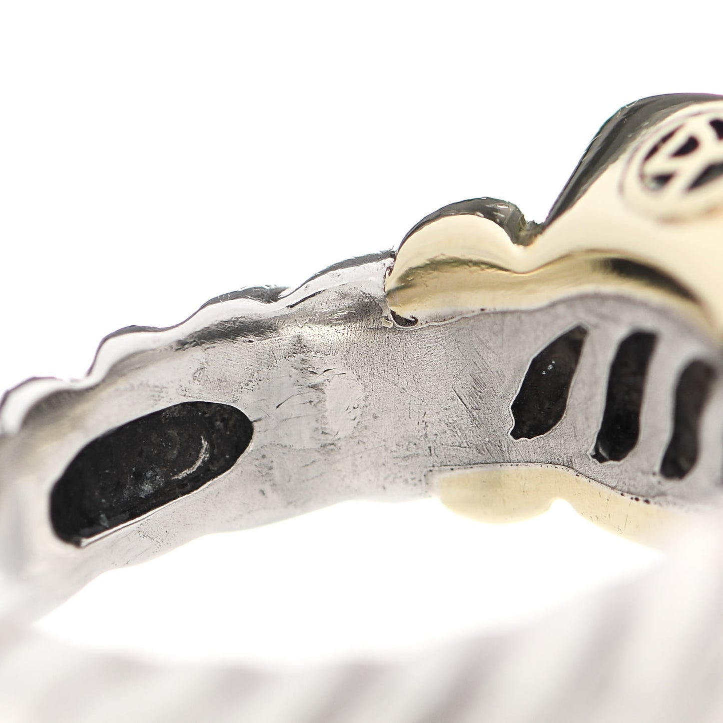 Sterling Silver 14K Yellow Gold Black Onyx 10mm Noblesse Ring 49 5