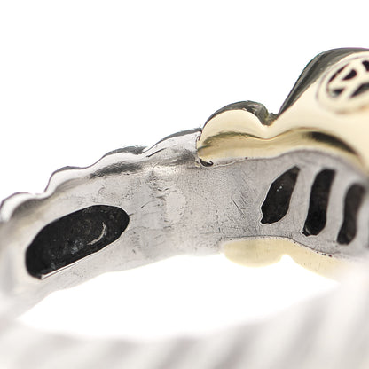 David Yurman Sterling Silver 14K Yellow Gold Black Onyx 10mm Noblesse Ring 49 5 7 of 8