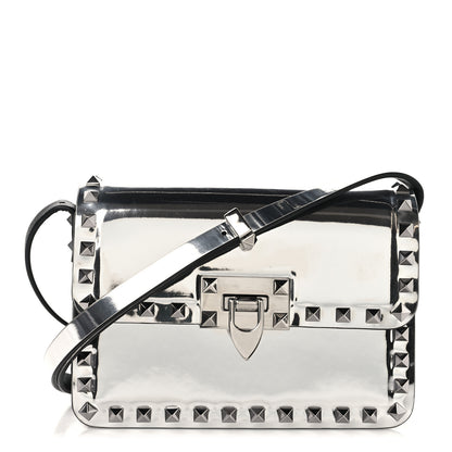 Valentino Garavani Mirror Calfskin Small Rockstud23 Shoulder Bag Silver 1 of 9
