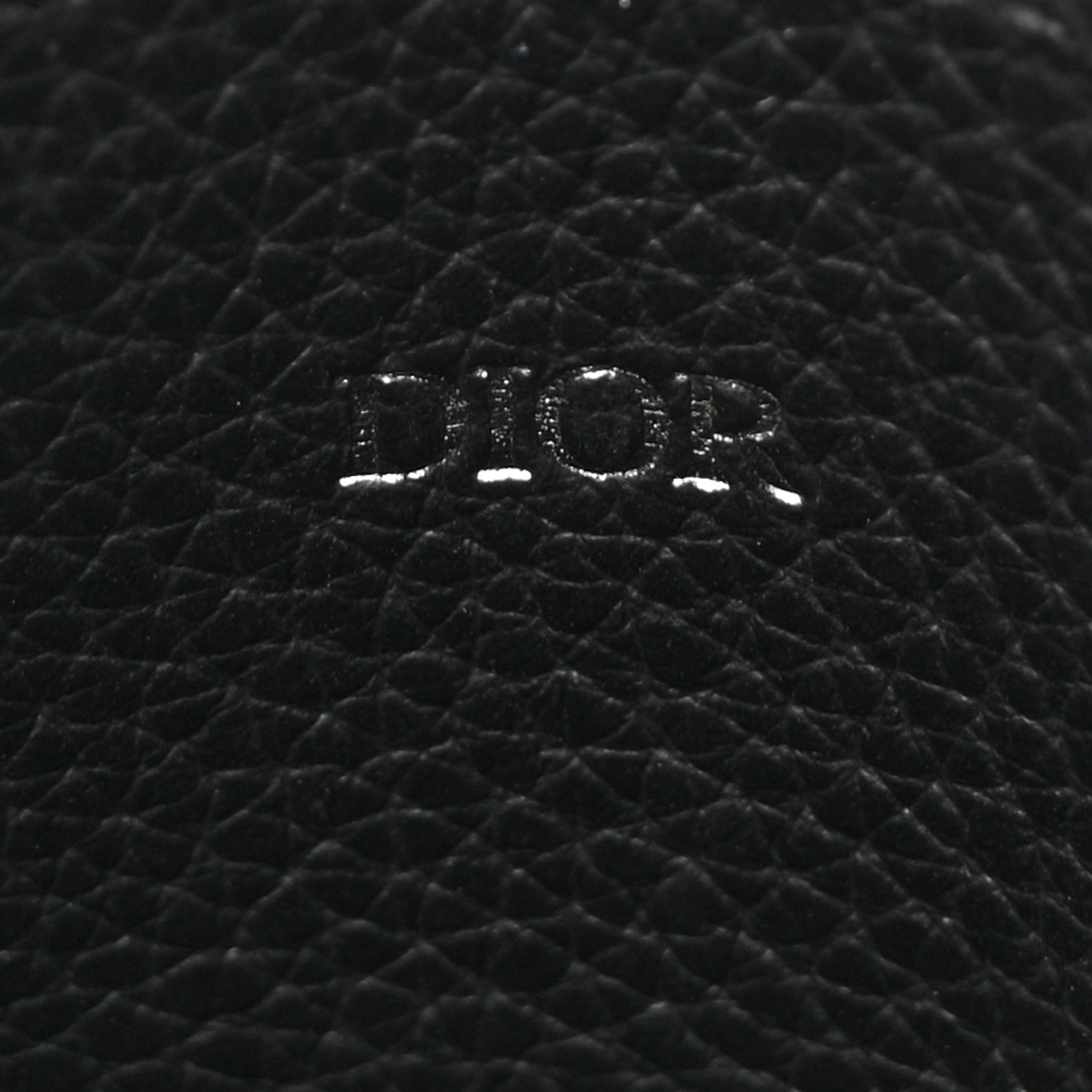 Grained Calfskin Logo Card Holder Black