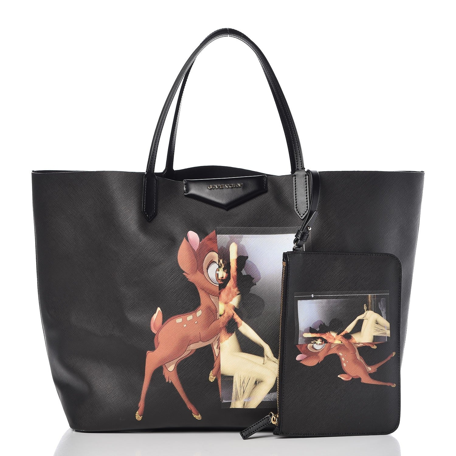 Givenchy Textured Coated Canvas Bambi Print Large Antigona Tote Black 3 of 8