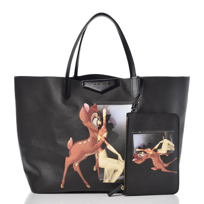 Givenchy Textured Coated Canvas Bambi Print Large Antigona Tote Black 3 of 8